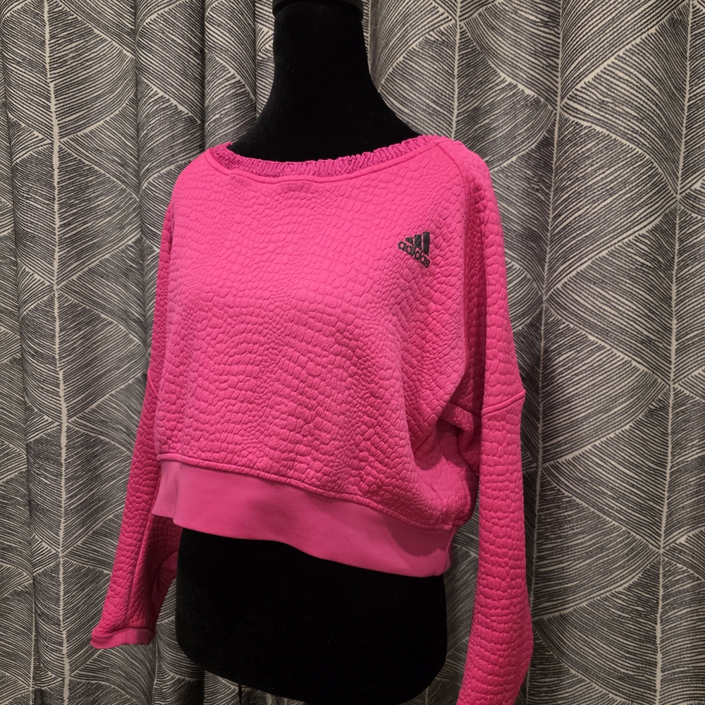 Adidas Pink Textured Sweatshirt